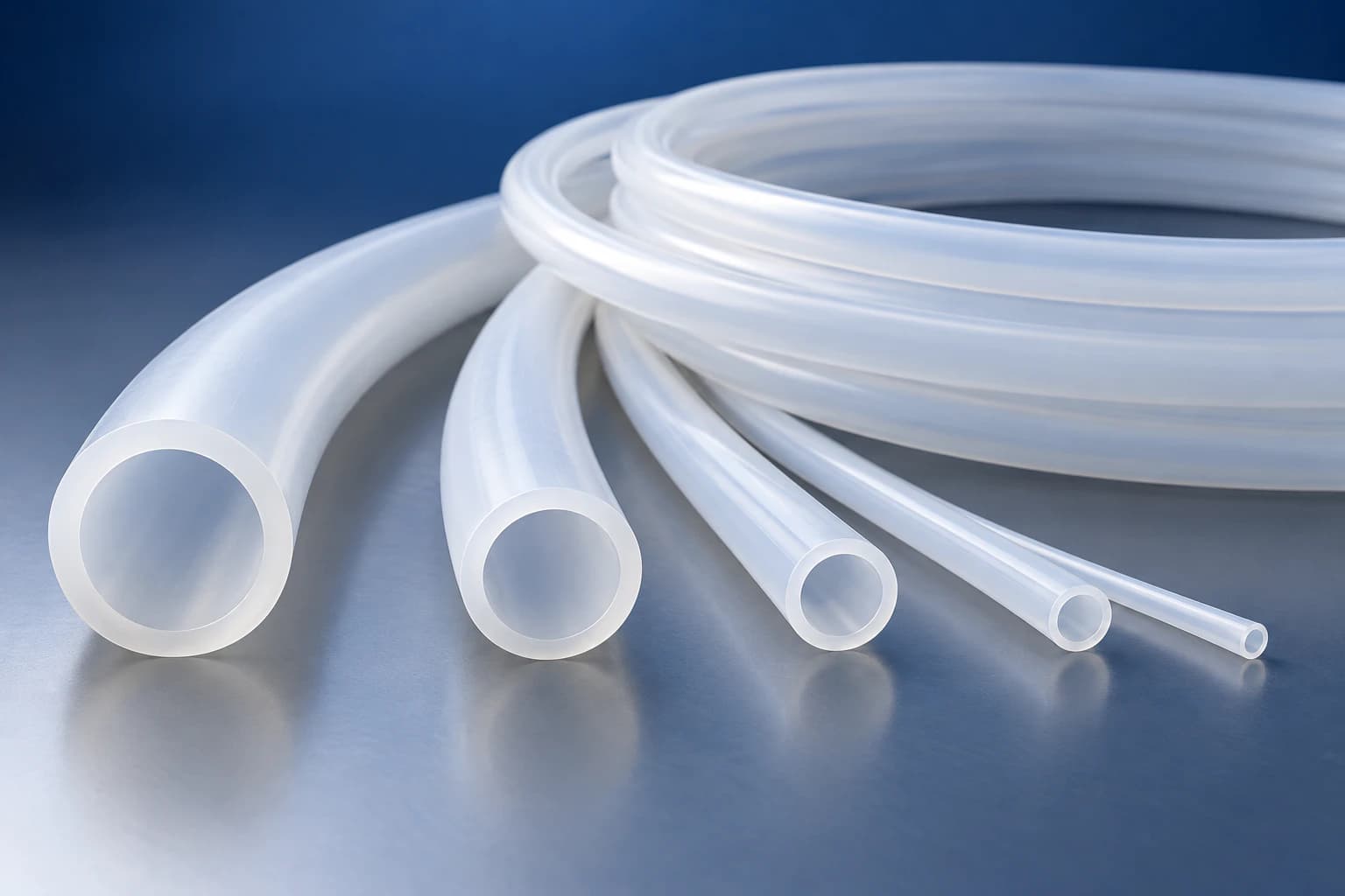 Coiled PTFE tubing representing chemical resistance and material performance