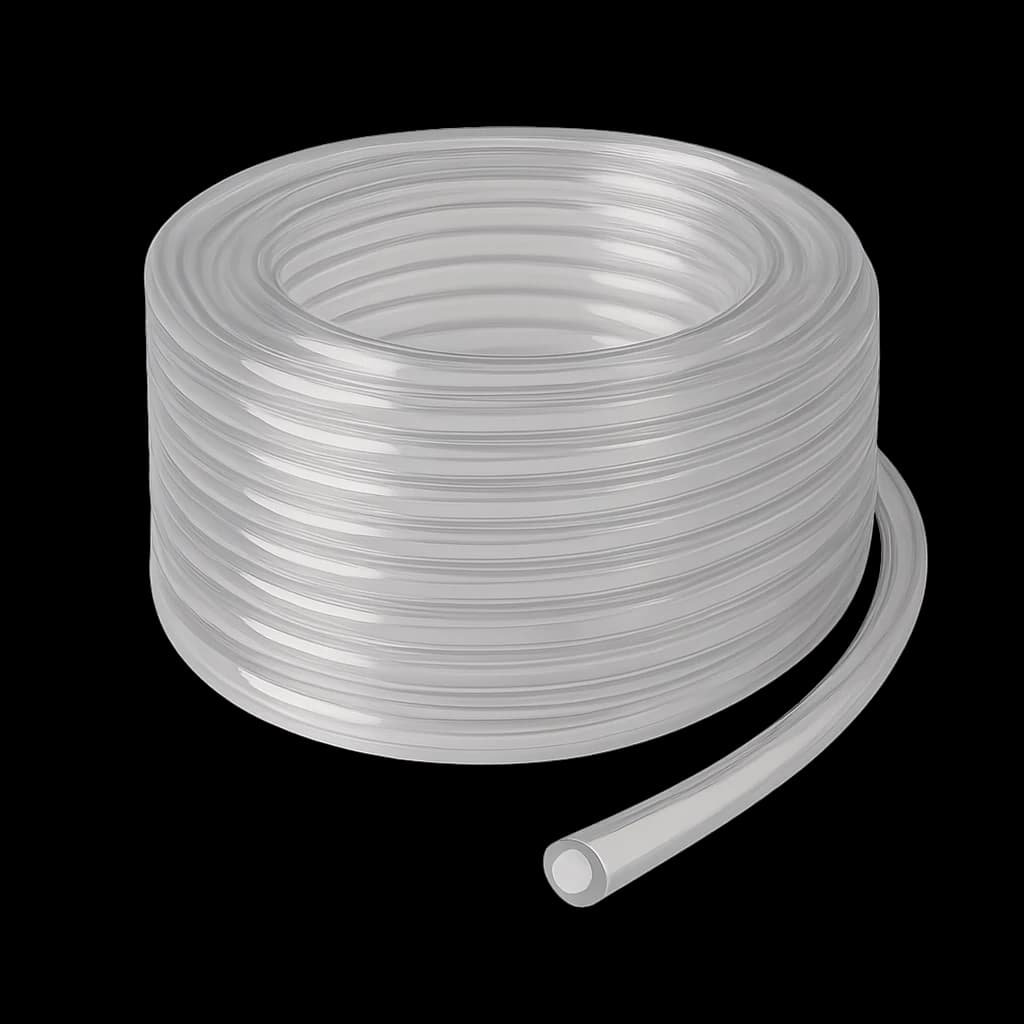 Continuous-length coil of clear PTFE tubing